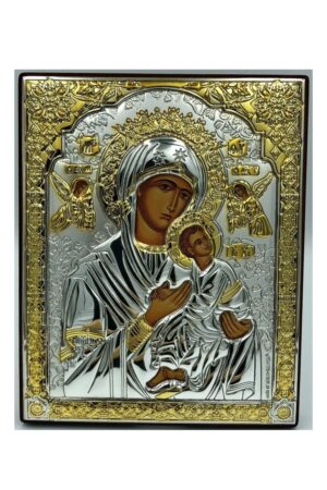 Ikona Matka Boża Nieustającej Pomocy w srebrno-złotej koszulce